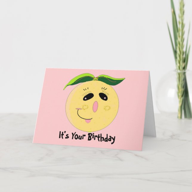 Whimsical Grapefruit Birthday Card (Front)