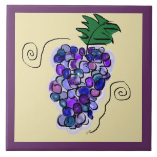 Whimsical Grapes Ceramic Tile