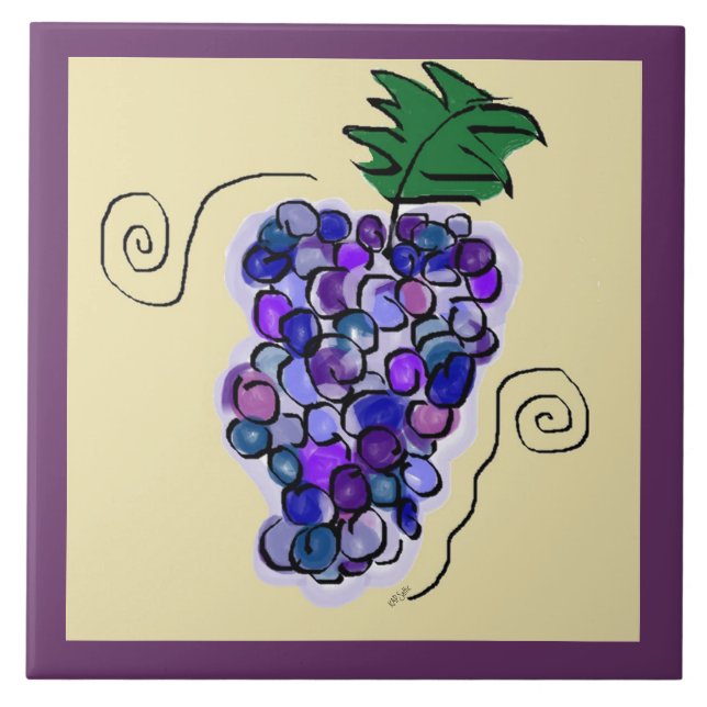 Whimsical Grapes Ceramic Tile (Front)