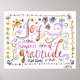Whimsical Gratitude Art Hand Lettered Quote Poster