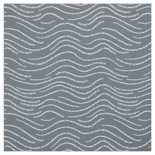 Whimsical Gray and White Wavy Striped Scribbles Fabric
