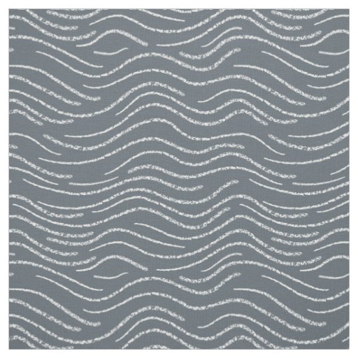 Whimsical Gray and White Wavy Striped Scribbles Fabric