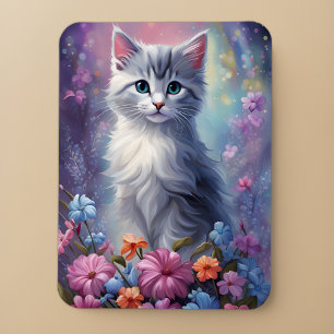 Whimsical Gray Cat in Magical Garden Kitten Magnet