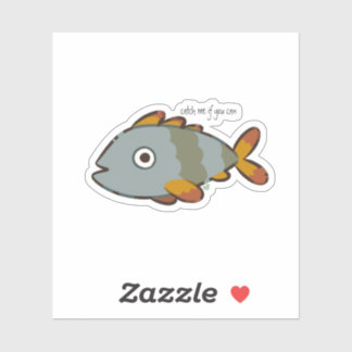 Whimsical Gray Fish Sticker