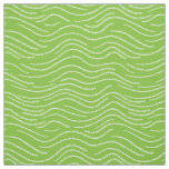 Whimsical Green and White Wavy Striped Scribbles Fabric