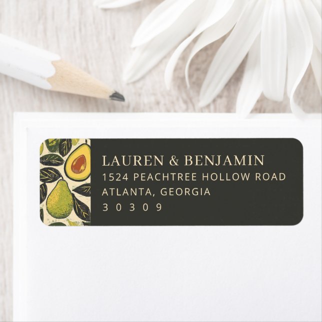 Whimsical Green Botanical Fruit Illustration Label (Insitu)