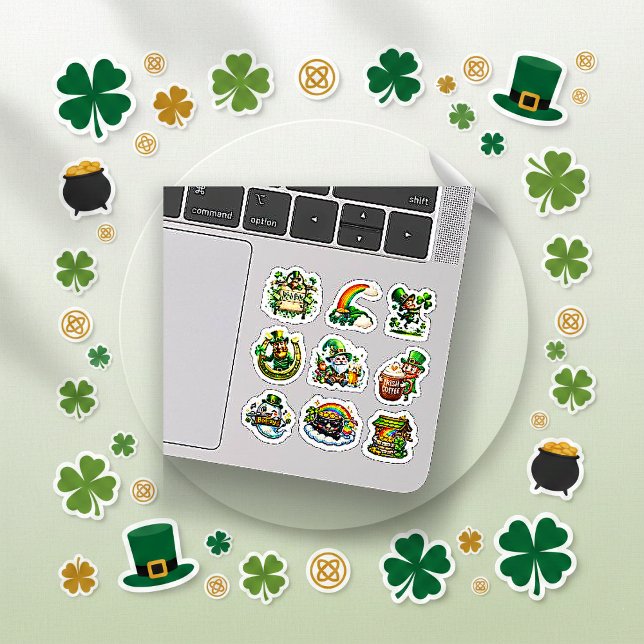 Whimsical Green Cartoon St Patrick Leprechaun Art Sticker (Creator Uploaded)