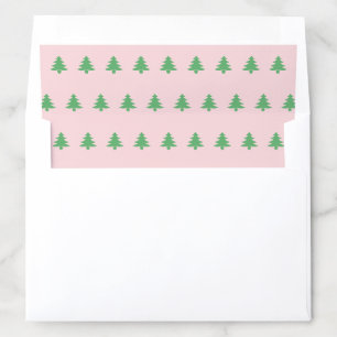 Whimsical Green Christmas Trees Pattern Pale Pink  Envelope Liner