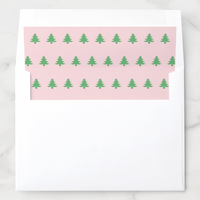 Whimsical Green Christmas Trees Pattern Pale Pink  Envelope Liner (In Envelope)