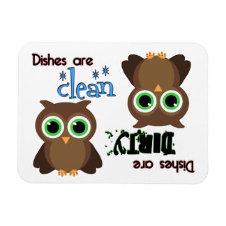 Whimsical Green Eyed Brown Owl Dishwasher Magnet