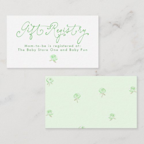 Whimsical Green Floral Gift Registry Minimalist Enclosure Card