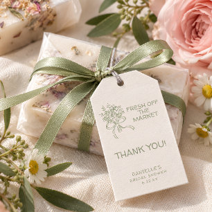 Whimsical Green Fresh Off The Market Bridal Shower Gift Tags