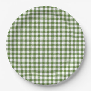 Whimsical Green Gingham Paper Plates