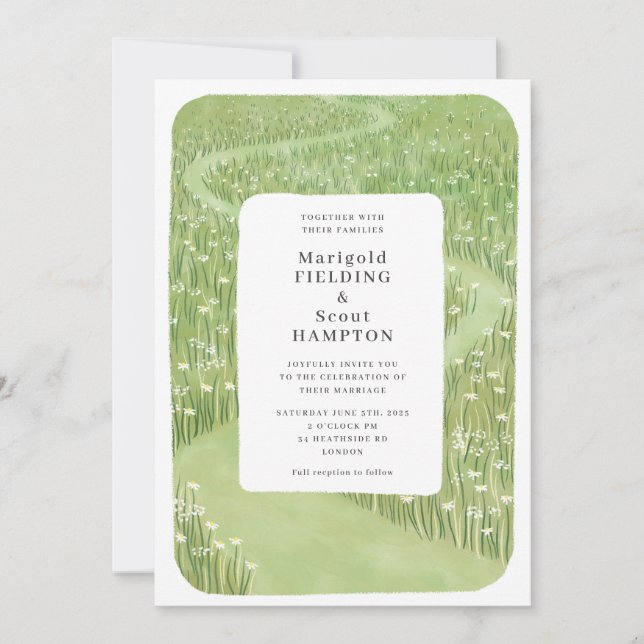 Whimsical Green Grass Wedding Invitation (Front)