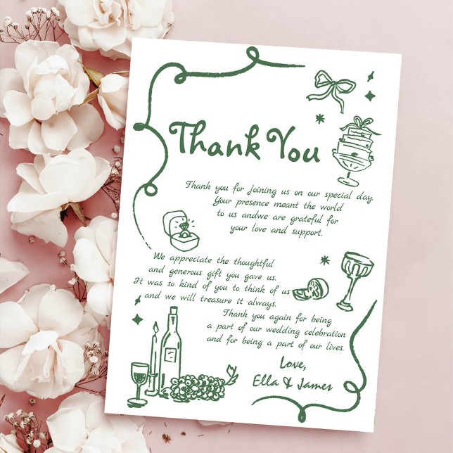 Whimsical Green Hand Drawn Wedding Invitation (Creator Uploaded)