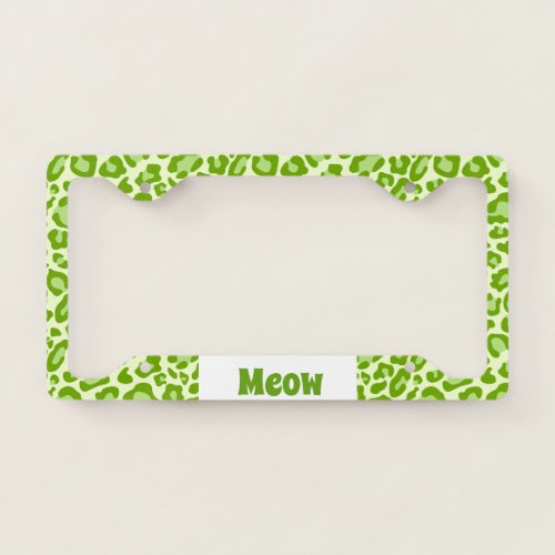 Whimsical Green Leopard Print License Plate Frame