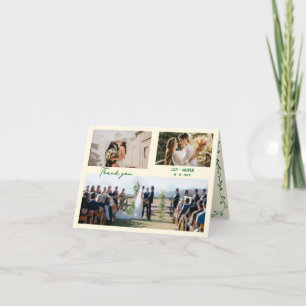 Whimsical Green Mediterranean Wedding Thank You Card