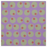 Whimsical Green Olives Dots Pattern on Purple Fabric