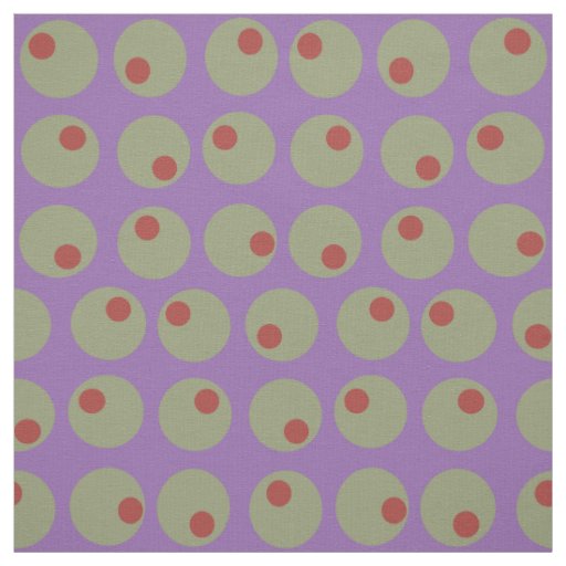 Whimsical Green Olives Dots Pattern on Purple Fabric