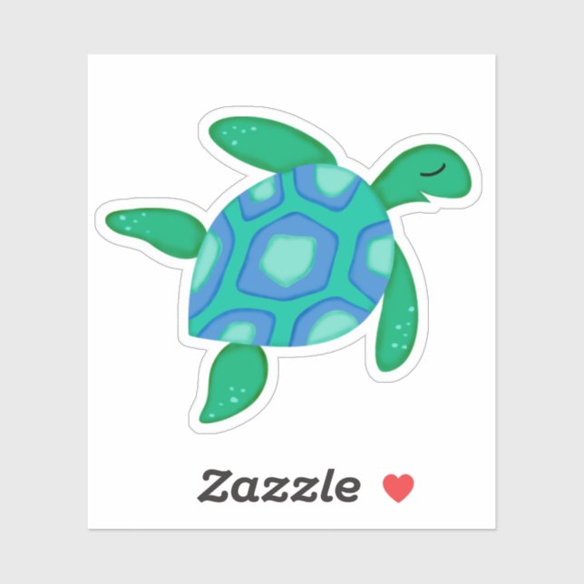 Whimsical Green Sea Turtle Sticker (Sheet)