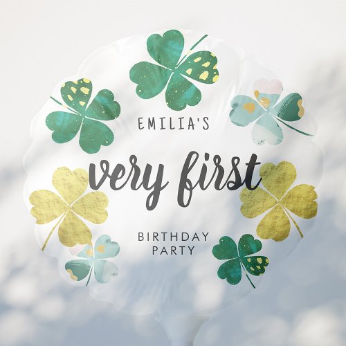 Whimsical Green Shamrocks Lucky One First Birthday Balloon