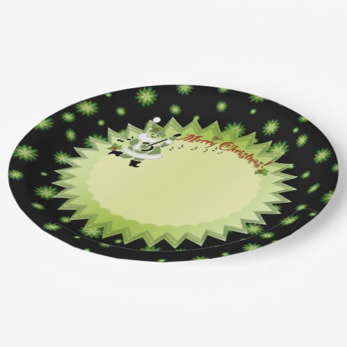 Whimsical Green Stars and Santa Paper Plates