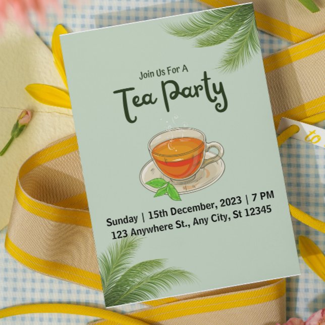Whimsical Green Tea Party Invitations (Creator Uploaded)