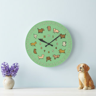 Whimsical Green Wall Clock for Dog Lovers