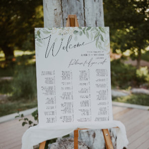 Whimsical Greenery | Alphabetical Seating Chart Foam Board
