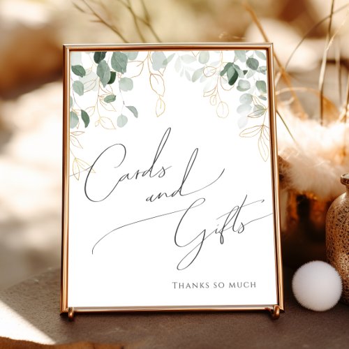 Whimsical Greenery and Gold  Cards and Gifts Sign