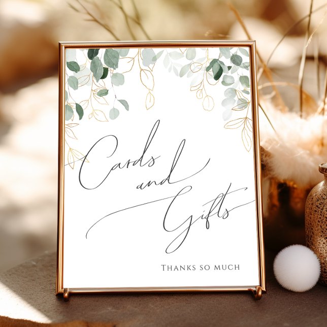 Whimsical Greenery and Gold | Cards and Gifts Sign (Creator Uploaded)
