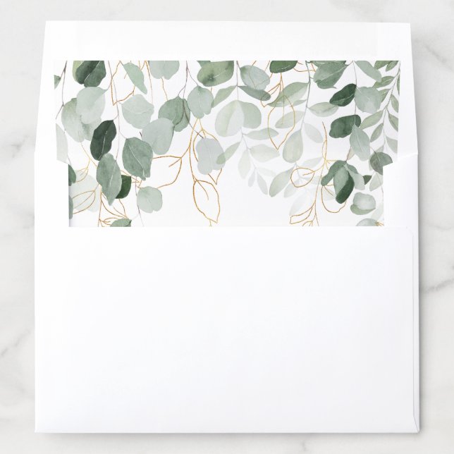 Whimsical Greenery and Gold Envelope Liner (In Envelope)