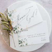 Whimsical Greenery and Gold | Flower Girl Card