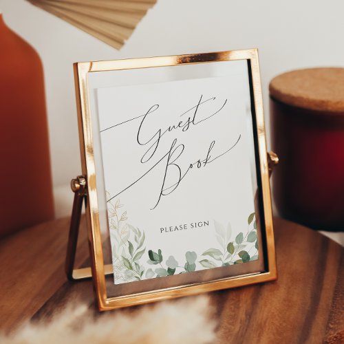 Whimsical Greenery and Gold  Guest Book Sign