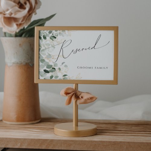 Whimsical Greenery and Gold  Reserved Sign