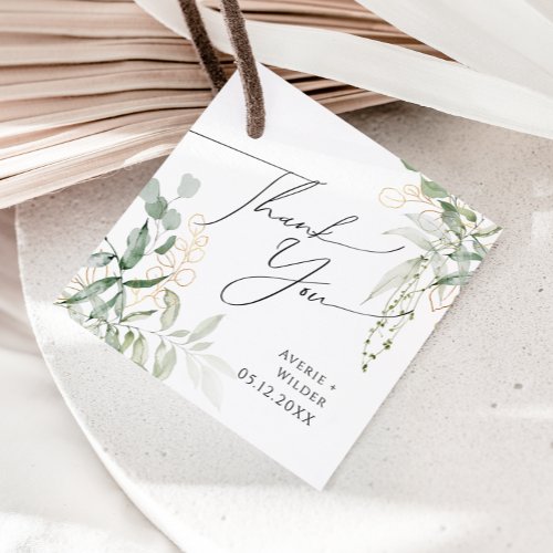 Whimsical Greenery and Gold  Thank You Favor Tags