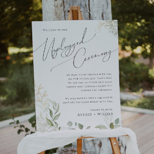 Whimsical Greenery and Gold Unplugged Ceremony Foam Board