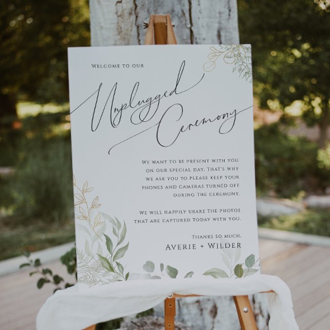 Whimsical Greenery and Gold | Unplugged Ceremony Foam Board (Creator Uploaded)