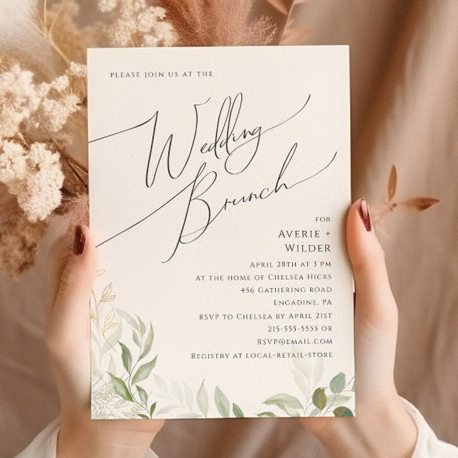 Whimsical Greenery and Gold | Wedding Brunch Invitation (Creator Uploaded)