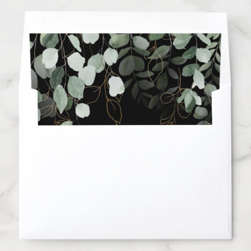 Whimsical Greenery Black and Gold Envelope Liner