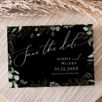 Whimsical Greenery Black and Gold Horizontal
