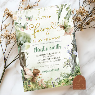 Whimsical Greenery Forest Little Fairy Baby Shower Invitation