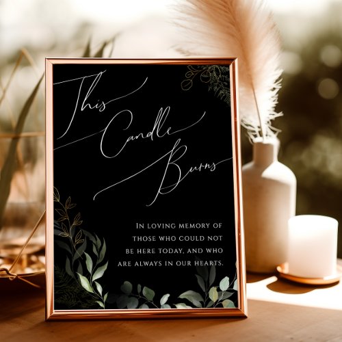 Whimsical Greenery Gold  Black This Candle Burns Poster