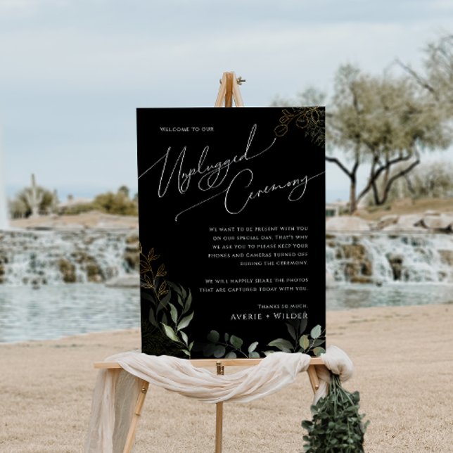 Whimsical Greenery Gold | Black Unplugged Ceremony Foam Board (Creator Uploaded)