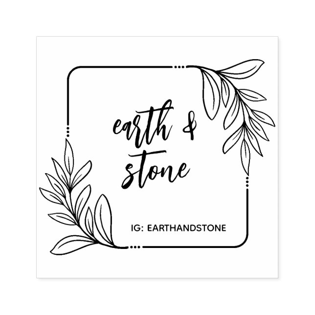 Whimsical Greenery Handmade Rubber Stamp (Imprint)