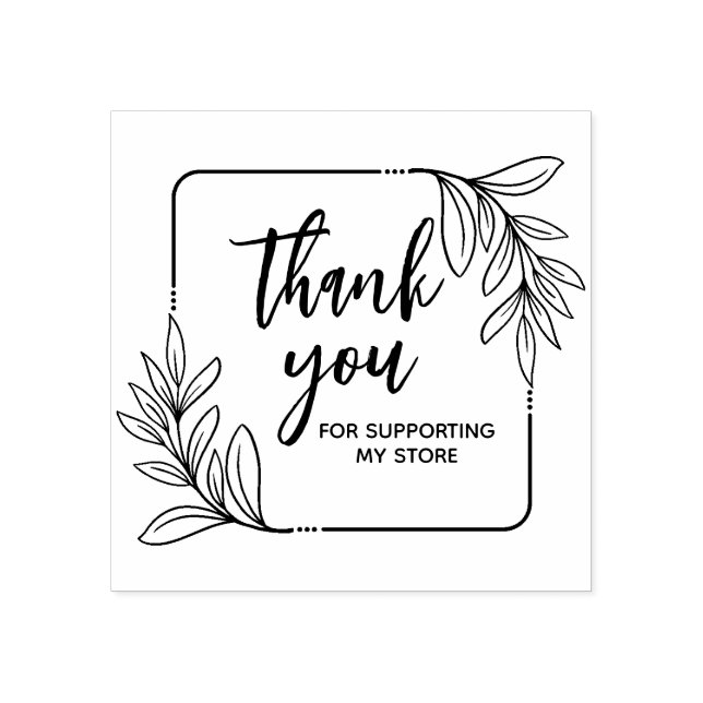 Whimsical Greenery Handmade Thank You Rubber Stamp (Imprint)