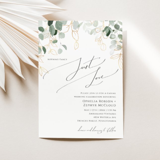 Whimsical Greenery Nothing Fancy Just Love Wedding Invitation (Creator Uploaded)