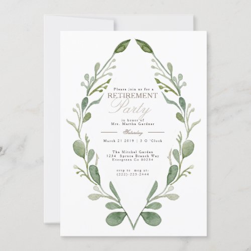 Whimsical Greenery Retirement Party  Invite