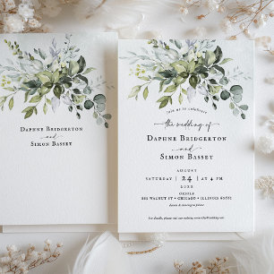 Whimsical Greenery Script Wedding Invitation