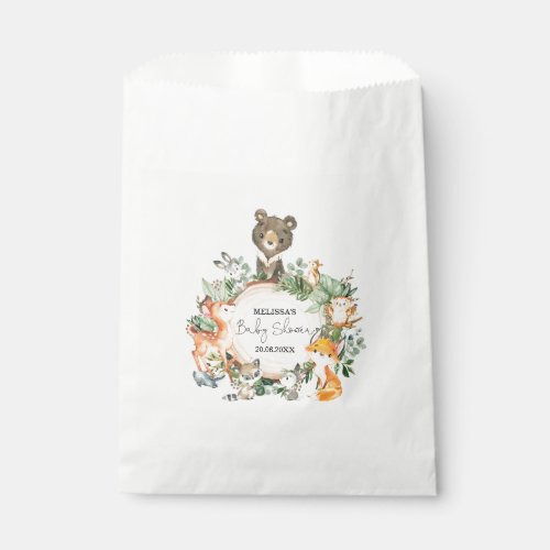 Whimsical Greenery Woodland Baby Animals Party Favor Bag